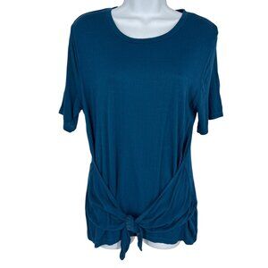 Lucky Brand Women's Blue Short Sleeve Tie Front Top Size L